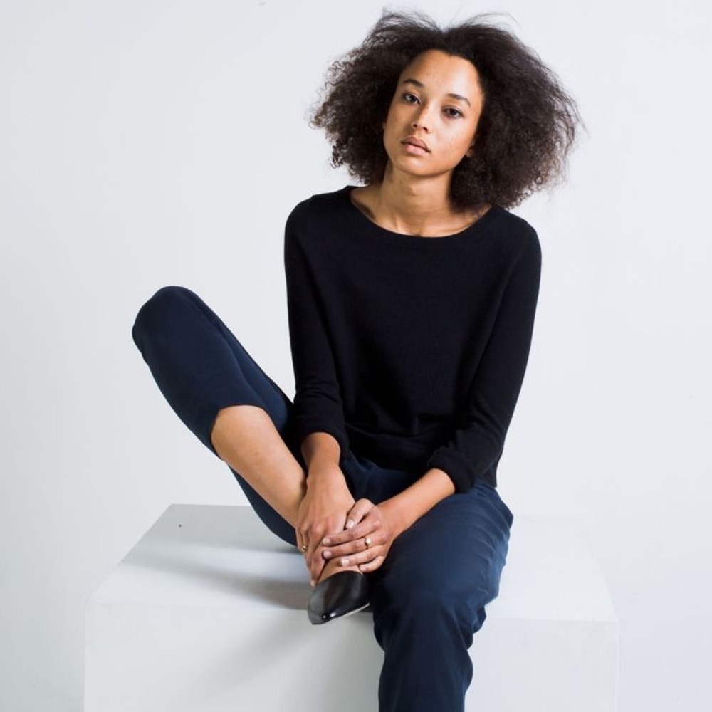EVERLANE BLACK SEED STITCH SWEATER MEDIUM classic sweater